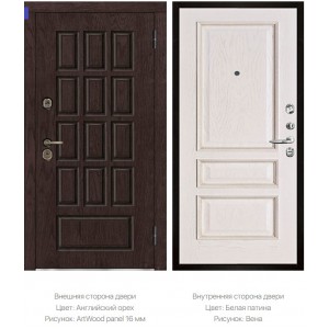 Дверь входная уличная Центурион Люкс, цвет английский орех, панель - центурион люкс цвет белая эмаль