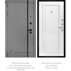 Дверь входная Президент Лайн Титан, цвет силк титан + черный пластик, панель - президент тренд цвет цемент светлый