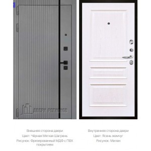 Дверь входная Президент Лайн Титан, цвет силк титан + черный пластик, панель - президент тренд цвет цемент светлый