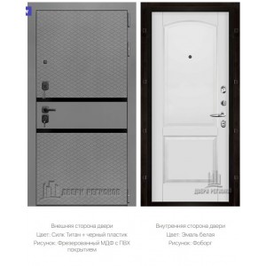 Дверь входная Президент Тренд Титан, цвет силк титан + черный пластик, панель - президент тренд цвет цемент светлый