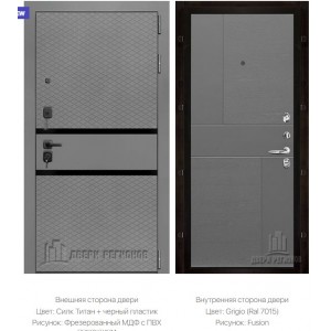 Дверь входная Президент Тренд Титан, цвет силк титан + черный пластик, панель - президент тренд цвет цемент светлый